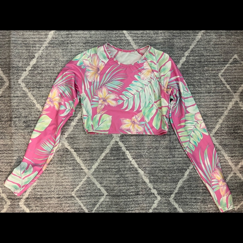 Roxy XXS rash guard long sleeve swim crop top
